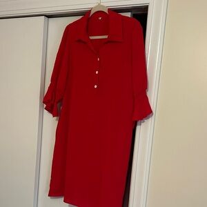 Silk Red Midi Dress p to p 21 new without tags